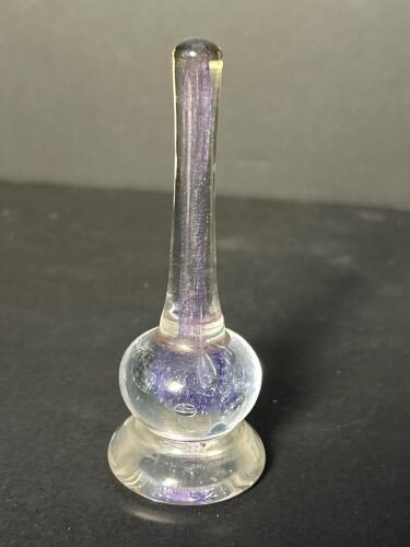 Hand-Blown Art Glass Ring Holder with Purple Swirl