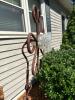 Metal Garden Sculpture Flower With Glass Centerpiece - 2