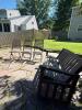 Wooden Outdoor Slat-Back Bench and Folding Chairs