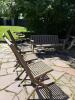 Wooden Outdoor Slat-Back Bench and Folding Chairs - 2