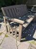 Wooden Outdoor Slat-Back Bench and Folding Chairs - 8
