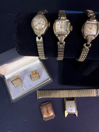 Vintage Ladies Watches, Gold Plated, Cufflinks