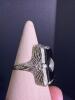 14K Gold Band and 14K Filigree Ring with Black Stone - 2