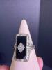 14K Gold Band and 14K Filigree Ring with Black Stone - 3