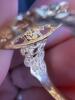 14K Gold Band and 14K Filigree Ring with Black Stone - 6