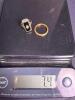 14K Gold Band and 14K Filigree Ring with Black Stone - 8
