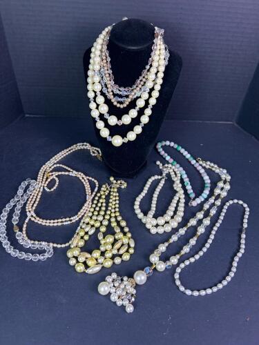 Vintage Costume Bead and Faux Pearl Necklaces Assortment