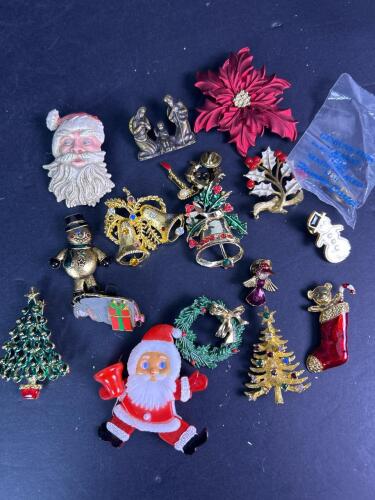 Vintage Christmas and Holiday-Themed Costume Brooches and Pins