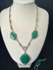 Art Deco-Style Silver Filigree Necklace and Bracelet with Green Stones - 2