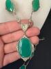 Art Deco-Style Silver Filigree Necklace and Bracelet with Green Stones - 3