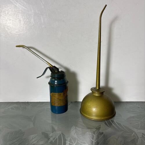 Two Vintage Metal Oil Cans