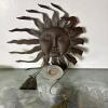 Metal Sun Face Wall Hanging with Tealight Candle Holder