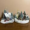 Pair of Lighted Christmas Village Building Figurines