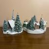 Pair of Lighted Christmas Village Building Figurines - 2