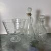 Circle Geometrix Trifle Bowl & 2 Pressed Glass Decanters