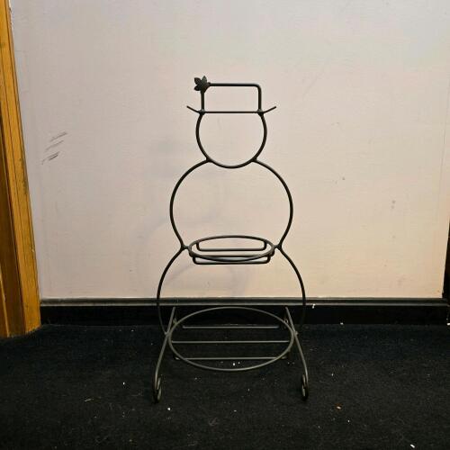 Metal Snowman-Form Plant Stand
