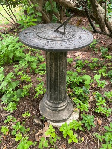 Large Metal Garden Sundial with Zodiac Symbols