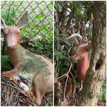 Pair of Vintage Concrete Outdoor Deer Statues