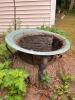 Extra Large Copper Green Patina Bird Bath with Wrought Iron Stand
