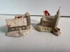 Pair Lowell Davis Snow Village House and Church Ornaments