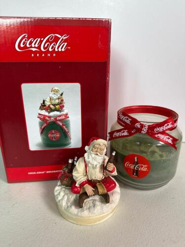 Coca-Cola Decorative Holiday Candle with Santa Topper