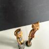 Pair of Painted Wooden Folk Art Cat Figurines - 3