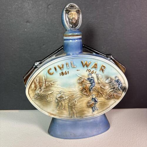 Civil War Centennial Regal China Decanter with Lee and Grant Stoppers
