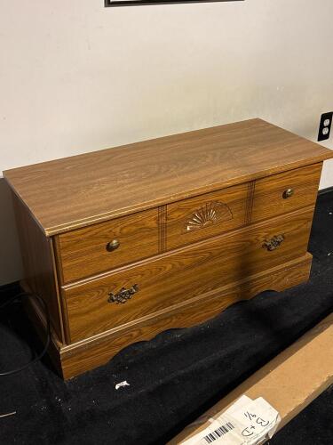 Wooden Blanket Chest with Contents