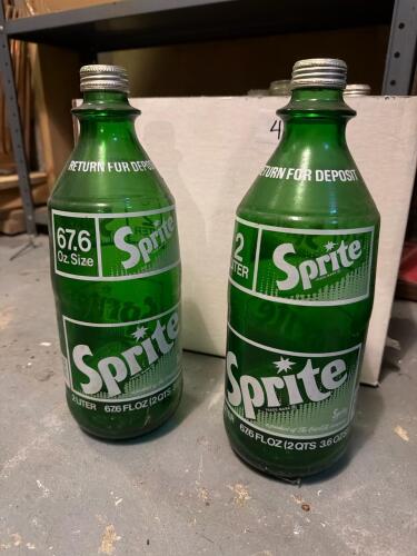 Vintage Sprite 2 Liter Glass Bottles