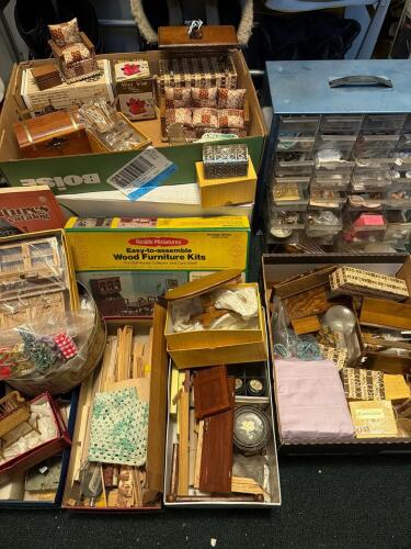 Large Assortment of Dollhouse Miniature Furniture, Accessories, and Kits
