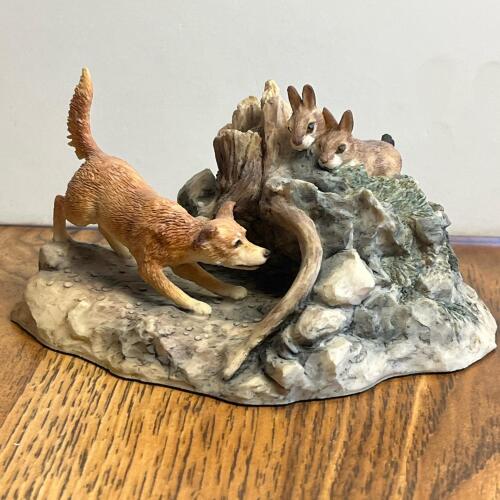 Lowell Davis Dog and Rabbits Figurine