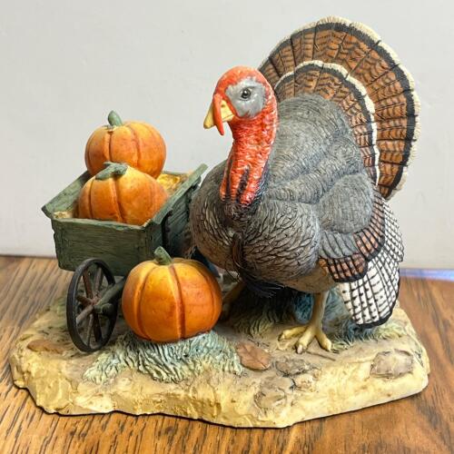 Lowell Davis Schmid Turkey Figurine with Pumpkins Limited Edition
