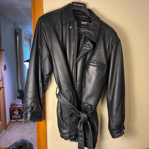 Wilsons Black Leather Belted Jacket with Thinsulate Lining