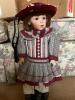 Pair of Franklin Heirloom Porcelain Dolls and Small Articulated Stuffed Bear - 2