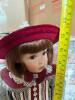 Pair of Franklin Heirloom Porcelain Dolls and Small Articulated Stuffed Bear - 4