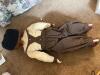 Pair of Franklin Heirloom Porcelain Dolls and Small Articulated Stuffed Bear - 7