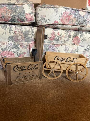 Vintage Coca-Cola Miniature Wooden Wagon Crate with Wheels