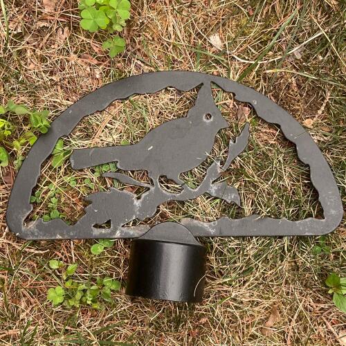 Decorative Metal Fence Post Cap Topper with Cardinal Silhouette, Black Finish