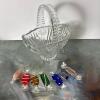 Murano-Style Art Glass Candies & Glass Basket