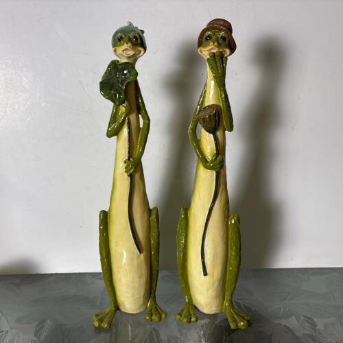 Pair of Whimsical Frog Figurines