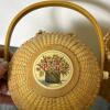 Two Woven Baskets, One Nantucket Style with Decorative Floral Lid - 2