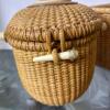 Two Woven Baskets, One Nantucket Style with Decorative Floral Lid - 4