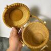 Two Woven Baskets, One Nantucket Style with Decorative Floral Lid - 5