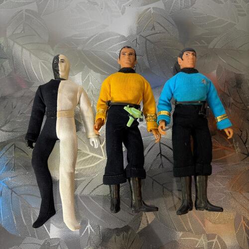 Three Vintage Mego Star Trek Action Figures