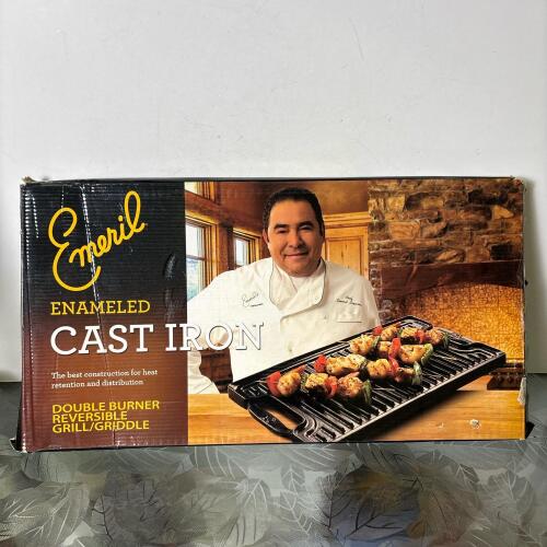 Emeril Enameled Cast Iron Double Burner Reversible Griddle