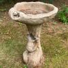 Concrete Bird Bath with Squirrel Motif