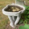 Concrete Garden Bird Bath with Faux Wood Texture - 2