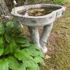 Concrete Garden Bird Bath with Faux Wood Texture - 3
