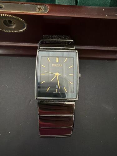 Pulsar Rectangular Black Dial Wristwatch