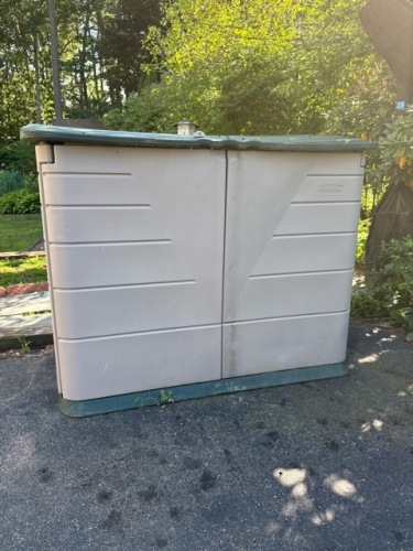 Rubbermaid Outdoor Storage Shed Beige With Green Top